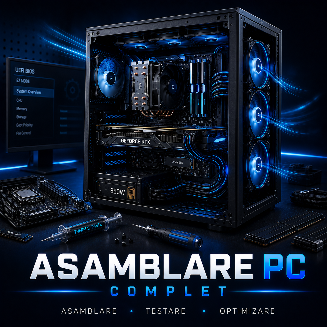 Asamblare PC Profesională – Montaj, Cable Management & Testare